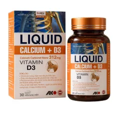 Viên uống Liquid Calcium + D3 Akopha (Chai 30 viên) Giúp phát triển hệ xương, răng chắc khỏe và ngăn ngừa loãng xương.