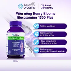 90 viên uống sức khỏe Henry Blooms Glucosamine1500Plus hỗ trợ giảm nguy cơ thoái hóa khớp và bảo vệ màng sụn khớp