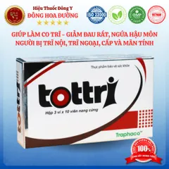 TOTTRI TRAPHACO (hộp 30 viên) - Giúp làm co trĩ, giảm đau rát, ngứa hậu môn; Trĩ nội, trĩ ngoại, cấp và mãn tính
