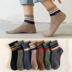 Set 5 đôi tất vớ nam cổ trung sọc ngang nhiều màu sắc, chất liệu cotton khử mùi thoáng khí