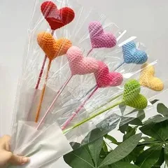 Bó hoa trái tim len 1 bông - Hoa Len Handmade Dễ Thương, Quà Tặng Valentine/Sinh Nhật