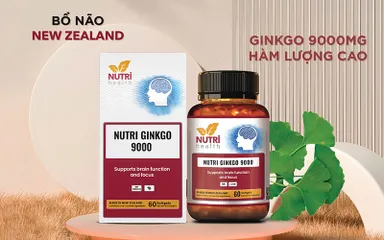 Viên Uống Bổ Não NUTRI GINKGO 9000 - Hỗ Trợ Tăng Cường Tuần Hoàn Não, Cải Thiện Tập Trung (60 Viên)