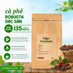 Cà phê Robusta Đaklak CAOFOOD 500g - Đặc sản chế biến ướt Tây Nguyên, hạt cà phê 100% chín, hương vị đậm đà, ngọt hậu tự nhiên