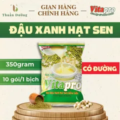Bột Đậu Xanh Hạt Sen Vitapro - Có Đường - 350 Gram - 1 Bịch 10 Gói - Chính Hãng