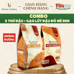 Combo Bột 5 Thứ Đậu & Gạo Lứt Đậu Đỏ Mè Đen Vitapro - Hỗ Trợ Giảm Cân, Giữ Dáng & Đẹp Da (Không Đường
