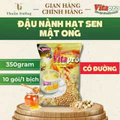 Bột Đậu Nành Hạt Sen Mật Ong Vitapro - Có Đường - 350 Gram - 1 Bịch 10 Gói - Chính hãng