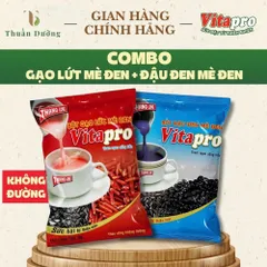 Combo Bột Gạo Lứt Mè Đen & Bột Đậu Đen Mè Đen Vitapro - Dinh Dưỡng Thực Dưỡng, Giữ Dáng & Đẹp Da (Không Đường)
