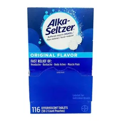Alka-Seltzer viên sủi hương vị nguyên bản 116 viên (58 gói 2 viên) giảm đau nhanh chóng