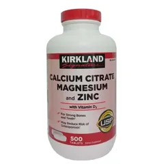 Viên Uống Kirkland Signature Canxi Citrate, Magiê & Kẽm 500mg - Bổ Sung Khoáng Chất Hỗ Trợ Sức Khỏe Xương và Miễn Dịch 820712
