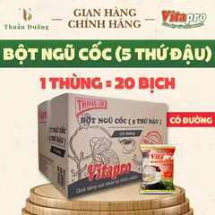 Bột Ngũ Cốc 5 Thứ Đậu Vitapro - Có Đường - Dạng thùng - 20 bịch - 1 bịch 10 gói nhỏ - Chính hãng