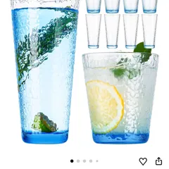 {Order giao 30/9} Bộ 8 cốc thuỷ tinh pha lê sắc xanh GOLDAREA ( hàng Amazon ) (P136727)