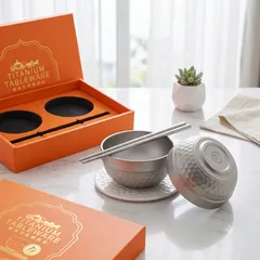 Bộ 2 Bát + 2 đôi đũa TITAN hãng Monber's Mark, chất liệu hợp kim mạ Titanium (P136540)