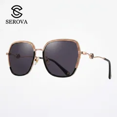Kính râm cao cấp dành cho Nữ, chính hãng SEROVA SS9065 - C07, gọng mạ vàng, (P131321)