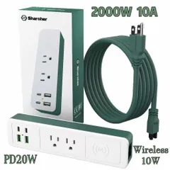 Ổ điện đa năng Sharoher ( Amazon Mỹ ) 2 cổng AC 220v + 2 cổng C sạc 20W+ 2 USB A + sạc ko dây (P126645)