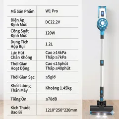 Máy hút bụi không dây POODA W1 Pro, thân nhôm, lõi lọc rửa được (P109260)
