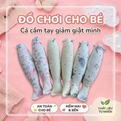 Cặp cà rốt cầm tay chống giật mình hình con cá đáng yêu chất liệu vải muslin organic nhà CindyKids