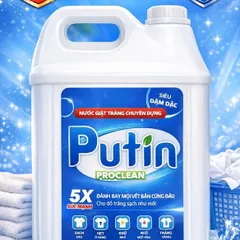 Nước Giặt Chuyên Dụng Putin 5X Pro Clean 10KG – Giặt Trắng, Khử Mùi Mạnh – Hàng Cho Tiệm Giặt