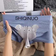 Quần sịp nam hình chú voi có vòi chui qua được dễ thương. Quần đùi, quần lót boxer nam hình chú voi và chú chó