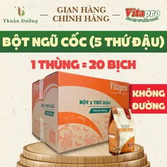 Bột Ngũ Cốc 5 Thứ Đậu Vitapro Không Đường - Thùng 20 Gói - 1 Gói 10 Bịch Nhỏ Tiện Lợi, Đẹp Da Ngủ Ngon