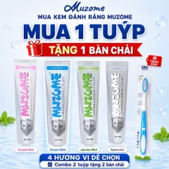 [MUA 1 TUÝP TẶNG 1 BÀN CHẢI] Kem Đánh Răng Muzome 120g Thương Hiệu Nhật Bản - Hỗ Trợ Giảm Ố Vàng, Khử Mùi Hôi Miệng