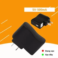 Cục Sạc USB 5V 0.5A Sạc Nhanh An Toàn, Củ Sạc Điện Thoại Cổng Usb Tiện Dụng - Cóc Sạc Đổi Đèn Báo Đầy (Màu Đen)