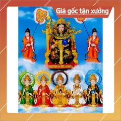 Tranh Thờ MẸ DIÊU TRÌ KIM MẪU VÀ 5 MẸ NGŨ HÀNH + Đã bao gồm khung cực đẹp