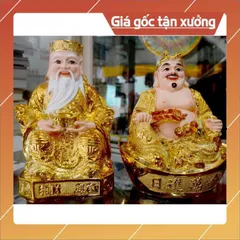 Bộ tượng hai ông Thần Tài Thổ Địa kim sa-Có 4 cỡ có hoả tốc