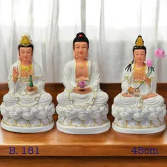 Bộ Tôn Tượng Tam Thánh Ngồi 45cm Gồm A Di Đà, Quan Thế Âm, Đại Thế Chí Composite 2 màu