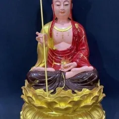 Tượng Địa Tạng Vương Bồ Tát Ngồi 30cm Áo Đỏ Sen Vàng - DƯƠNG KHOA SHOP DƯƠNG KHOA SHOP
