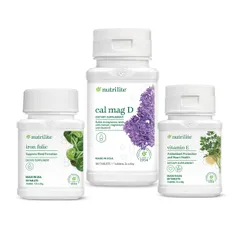 Bộ Dinh Dưỡng Hỗ Trợ Sức Khỏe Phụ Nữ (TP BVSK Nutrilite Vitamin E, TP BVSK Nutrilite Cal Mag D, TPBVSK Nutrilite Iron Folic) Mã hàng hóa: 304043