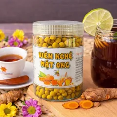 Viên Tinh Bột Nghệ Mật Ong Nguyên Chất (Hũ 500g) Đẹp Da Chống Lão Hoá Làm Sáng Da, Hỗ Trợ Tiêu Hóa Tốt