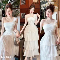 Em là 𝟏 người dễ tính sao cũng được, nhưng phải đúng ý em 🌷 Đầm midi trắng xoè tầng Thờ ơ thơ luôn nè