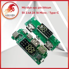 Mô-đun sạc pin lithium dự phòng với đèn LED 2 cổng USB 5V 2.4A 2A 1A Micro / Type-C (16)