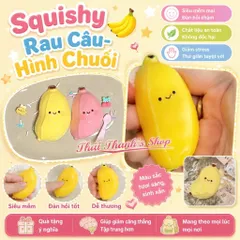 Squishy bóp mềm Giảm stress hình chuối, Trứng ốp la cực dễ thương