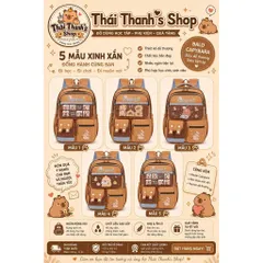 Balo Học Sinh Capybara - 4 Mẫu Xinh Xắn, Chất Liệu Bền Đẹp, Nhiều Ngăn Tiện Lợi, Phù Hợp Học Sinh, Sinh Viên