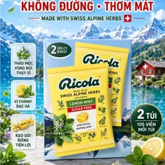 Kẹo Ngậm Thảo Mộc Ricola Lemon Mint Sugar Free Không Đường (Hộp 2 Gói x 105 Viên) - Chuẩn Mỹ