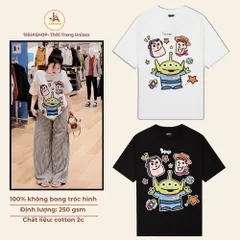 Áo thun form rộng Unisex In Hình Hoạt Hình Người Ngoài Hành Tinh Dễ Thương – Áo Phông  Nam Nữ Phong Cách Cute Streetwear