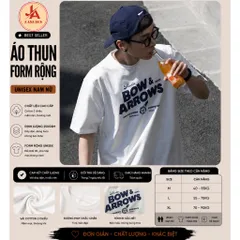 Áo thun form rộng nam BOW & ARROW ngắn tay vải cotton  cao cấp cổ bo tròn  phong cách Hàn Quốc