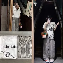 SET ĐỒ HELLO KITTY  PHỐI QUẦN SỌC – STYLE HÀN QUỐC CUTE chất cotton cao cấp mềm mát mịn TH138