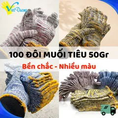 COMBO 100 Đôi Găng Tay Muối Tiêu Nhiều Màu Chất Liệu Len Dày Dặn Bảo Hộ Lao Động - GD7KIM