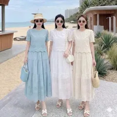 Sét váy thô boi cổ ngọc xinh xắn, chất thô mềm siêu mát, sét váy mặc nhóm cực xinh - May0915