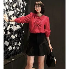 Áo sơ mi tơ tằm cao cấp đính nơ - May0915