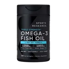 Dầu Cá Sports Research Triple Strength Omega 3 - 150 Viên Bổ Sung EPA & DHA Tăng Cường Tim Mạch và Nãon bộ 836168