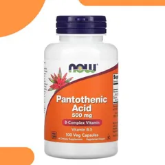 Viên uống Now Pantothenic Acid (Vitamin B-5) 500 mg |100 viên| Hỗ trợ tim mạch/Giảm mỡ máu - Chăm sóc da & Phục hồi tổn thương [S/P Chuẩn Mỹ không tem]