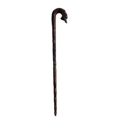 Combo Gậy Batoong gỗ đầu trạm thân  rồng - Kèm Cây xỏ giầy gỗ muồng đen KT 55cm