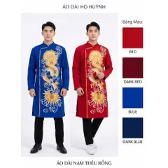 [Áo dài họ Huỳnh] ÁO DÀI NAM THÊU RỒNG CHẤT LIỆU VẢI TUYẾT MƯA  CAO CẤP 4 Màu