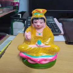 Tượng quan âm vàng 15cm đất nung cực đẹp 840484