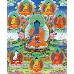Tranh THẤT PHẬT DƯỢC SƯ - có khung, Kích thước 19*25cm - 28*38 và 38*48cm
