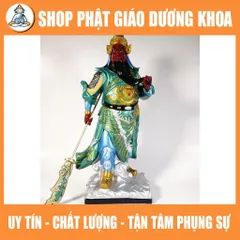 Tượng Quan Công Quan Vân Trường đứng vẽ sắc màu gốm sứ tuyệt đẹp - Cao 40cm 840691