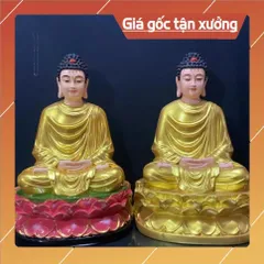 Tôn Tượng Bổn Sư Thích Ca Mâu Ni cao 47cm Vàng Vẽ Sen Hồng , Sen Vàng 841073